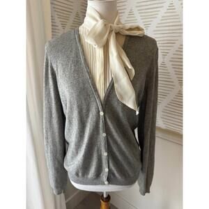Lauren Ralph Lauren Women's Sz XL Gray Silk Cashmere Bow Tie Cardigan Sweater